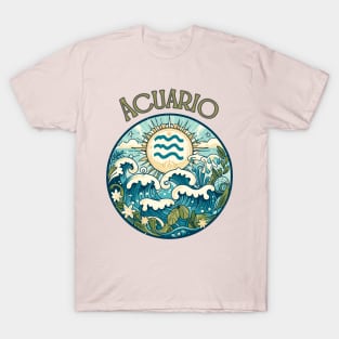 "Aquarius Celestial Whirlwind"- Zodiac Horoscope Star Signs T-Shirt